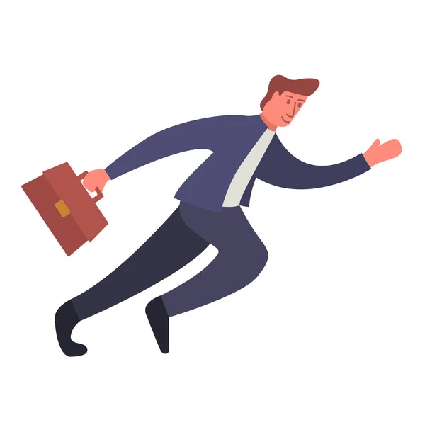 Hombre de negocios corriendo prisa. Vector de ilustración plana. Hombre de personaje de dibujos animados corriendo con maletín. — Archivo Imágenes Vectoriales
