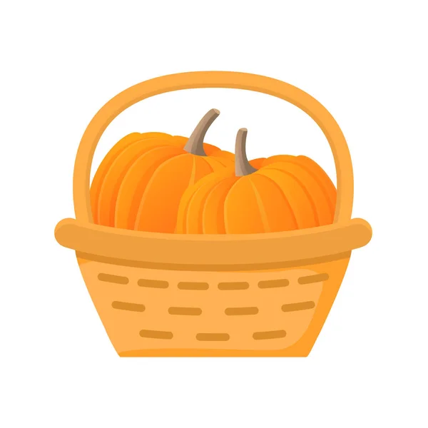 Harvesting pumpkins in a basket. Ripe vegetables.Flat vector illustration. — Stock Vector