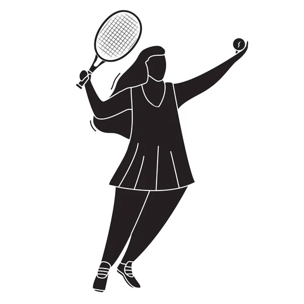 Femme jouant tennis.Young fille jouer à un jeu de sport. — Image vectorielle