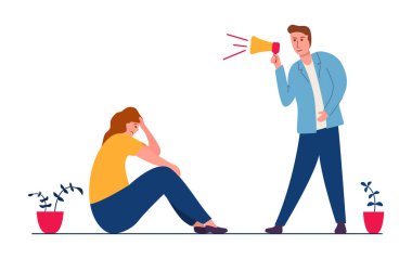 Kadın korkutma ve koruma. Aile içi şiddet. Adam kız arkadaşını tehdit ediyor..