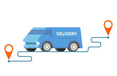 Teslimat minibüsü nokta nokta. Vektör araba illüstrasyonu.