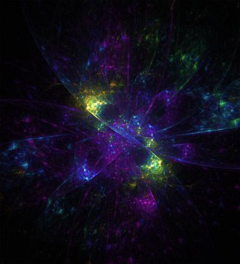 siyah arka plan üzerinde soyut renk fraktal patlama,