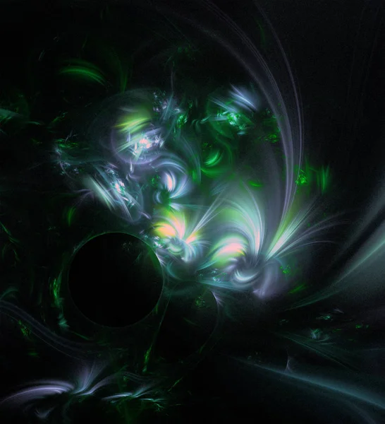 Abstract Color Fractal Explosion Black Background — Stock Photo, Image