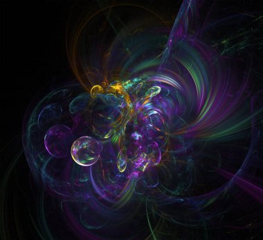 Bilim, müzik, sanat, manevi, teknoloji, Noel ve mutlu yeni yıl kartları ve davetiyeler, baskı, takvim, dekor iç gibi birden fazla proje için çok renkli fraktal 3d tasarım soyut arka plan,