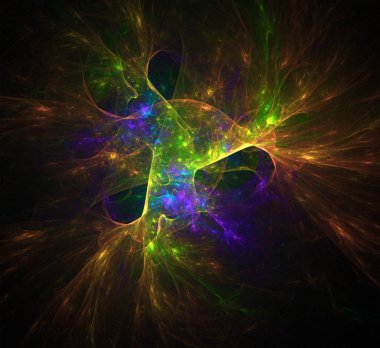 Bilim, müzik, sanat, manevi, teknoloji, Noel ve mutlu yeni yıl kartları ve davetiyeler, baskı, takvim, dekor iç gibi birden fazla proje için çok renkli fraktal 3d tasarım soyut arka plan,