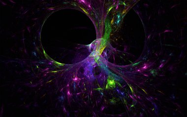 Bilim, müzik, sanat, manevi, teknoloji, Noel ve mutlu yeni yıl kartları ve davetiyeler, baskı, takvim, dekor iç gibi birden fazla proje için çok renkli fraktal 3d tasarım soyut arka plan,