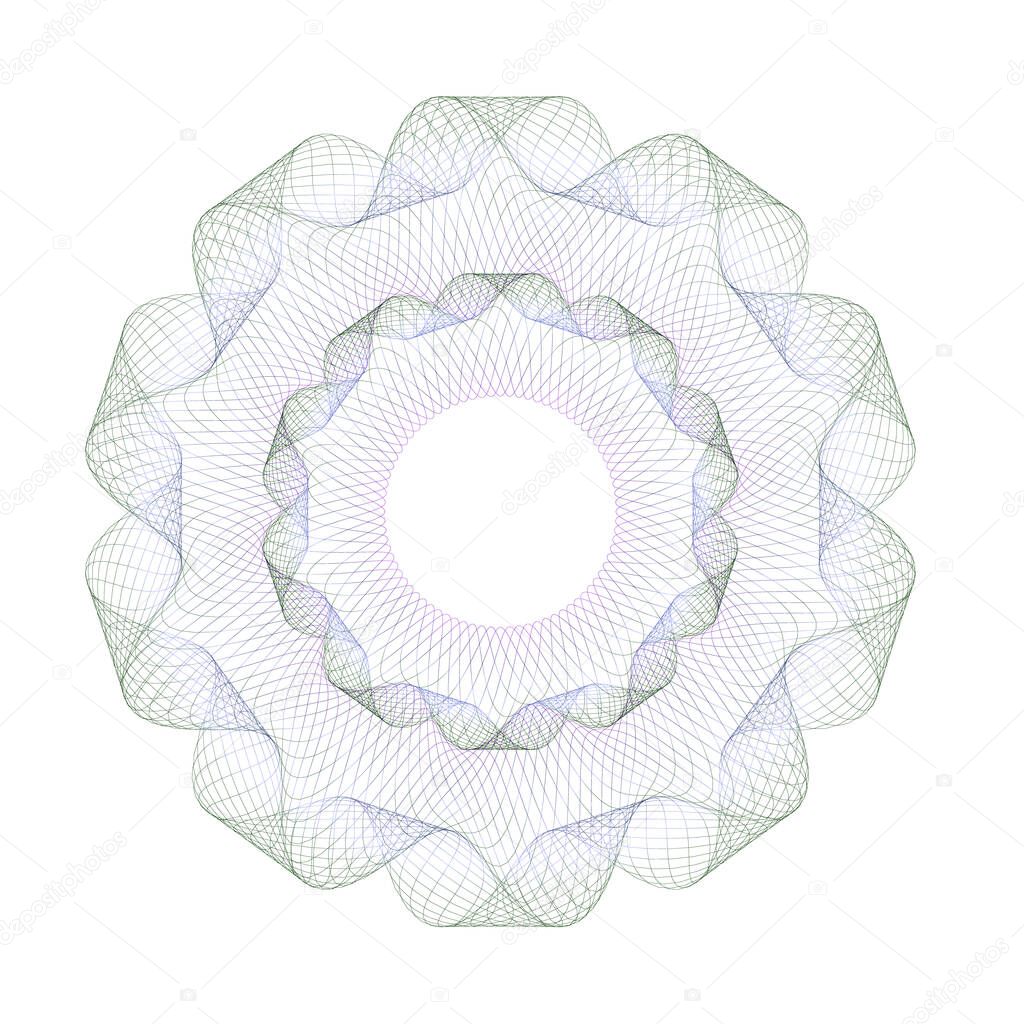 Watermark ,Guilloche rosetta  , design for  background for certificate, 