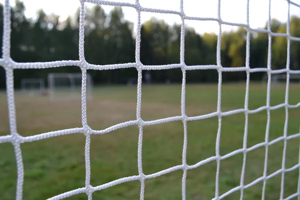 Fußballnetz Auf Dem Tor — Stockfoto