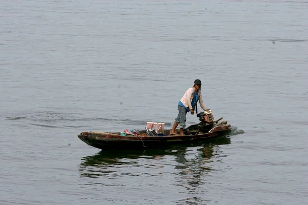 Food Merchant Goes Boat Jatiluhur Reservoir Purwakarta West Java Indonesia — Stock Photo, Image