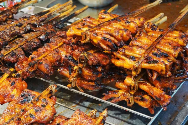 Churrasqueira Frango Quente Comida Rua Tailândia — Fotografia de Stock