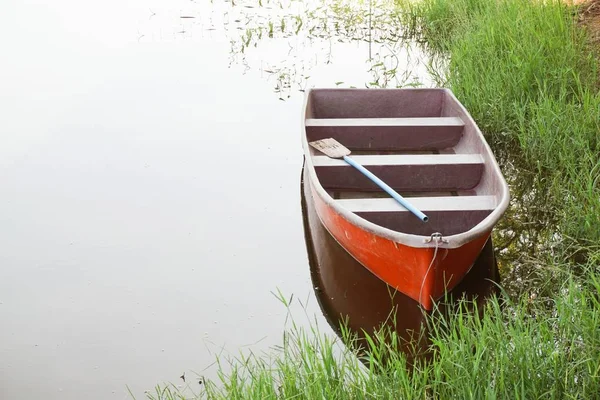 Bateau Plastique Sur Étang Poissons — Photo