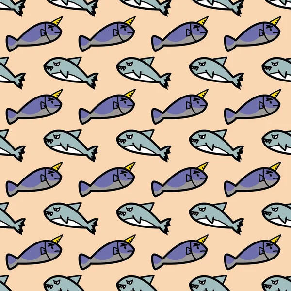 art cute fish seamless pattern illustration background