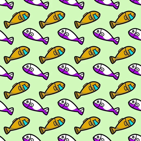 Художественные Милые Рыбы Бесшовные Картины Иллюстрации Фон — стоковое фото
