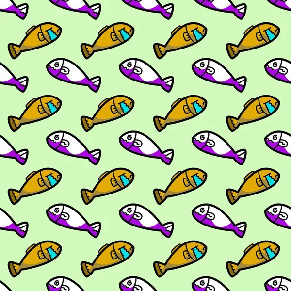 Seni Cute Fish Seamless Pola Latar Ilustrasi — Stok Foto