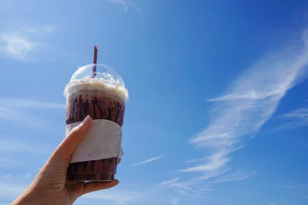Cup Coffee Blue Sky Morning — Stock Photo, Image