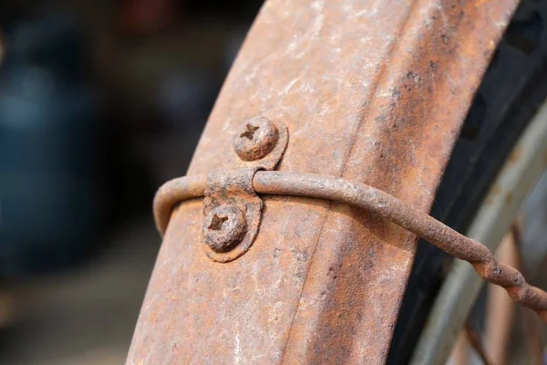 Cerca Tuerca Oxidada Bicicleta Vieja —  Fotos de Stock