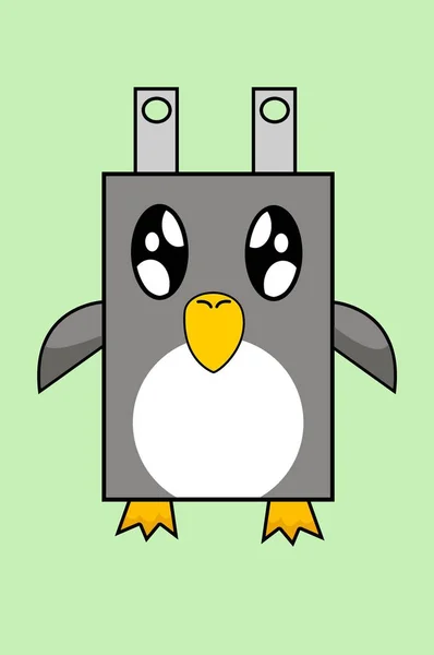 art square  penguin cartoon illustration