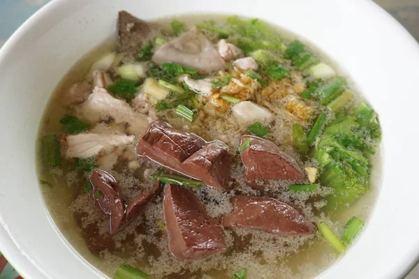 Gelée Sang Style Thaï Avec Soupe Aux Abats Nourriture Thaïlande — Photo
