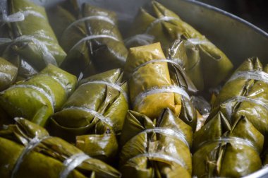 sıcak yapışkan pirinç ve muz