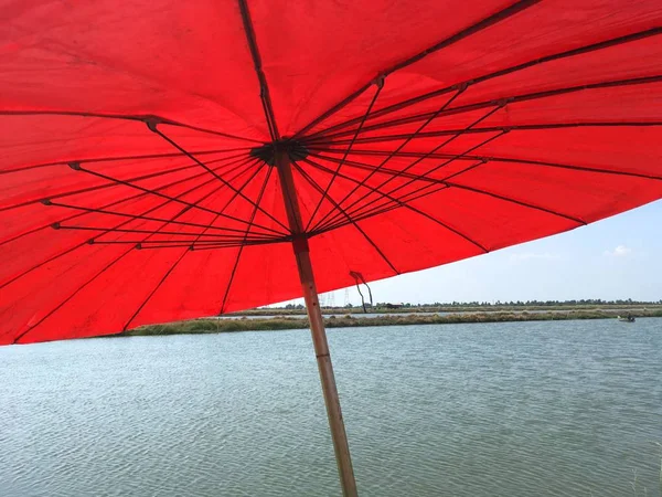 Parapluie Rouge Dans Pays Thaïlande — Photo