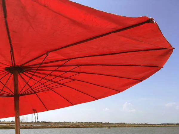 Parapluie Rouge Dans Pays Thaïlande — Photo