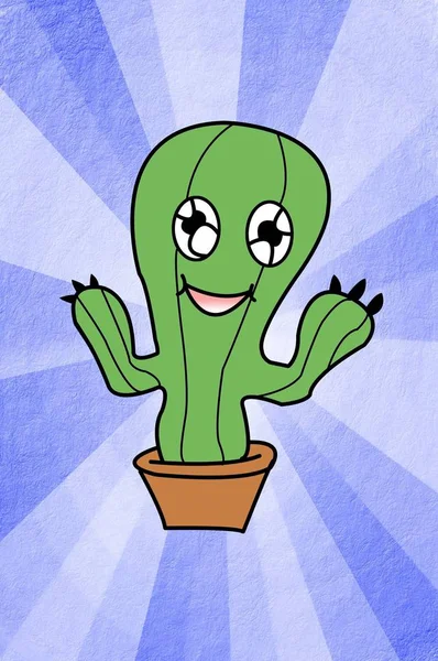 Konst Cactus Tecknad Illustration — Stockfoto