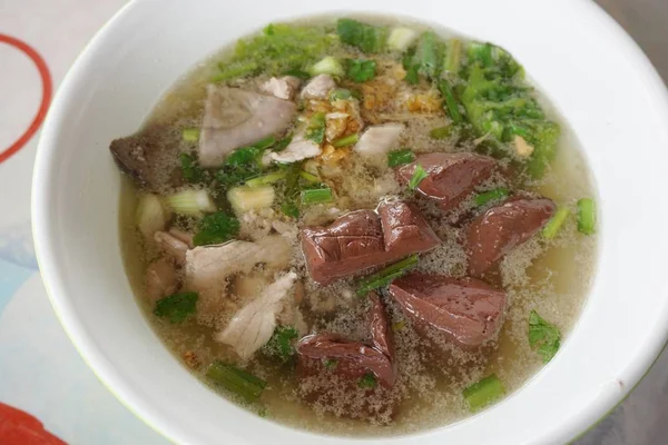 タイ風血ゼリー内臓スープ タイ料理 — ストック写真