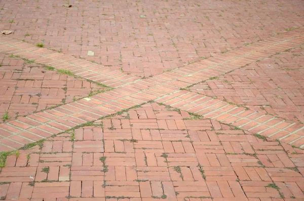 Cerca Textura Del Piso Ladrillo Cemento Viejo Jardín — Foto de Stock