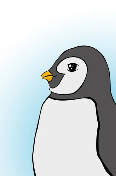 Lindo Pingüino Dibujos Animados Sobre Fondo Azul —  Fotos de Stock