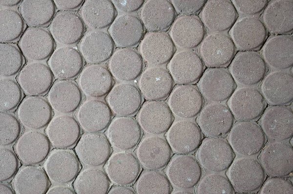 Close up old cement brick floor texture in garden