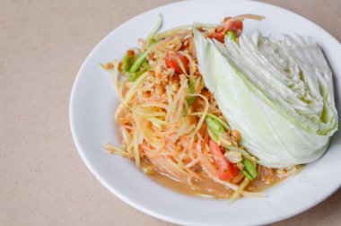 Baharatlı Papaya salatası Tayland sağlıklı gıda