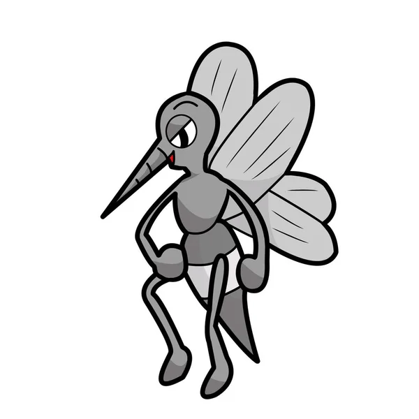 Arte Dos Desenhos Animados Mosquito Fundo Branco — Fotografia de Stock