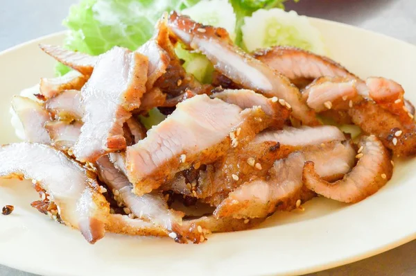 Holzkohle Gekochter Schweinehals Thailändische Nahrung — Stockfoto