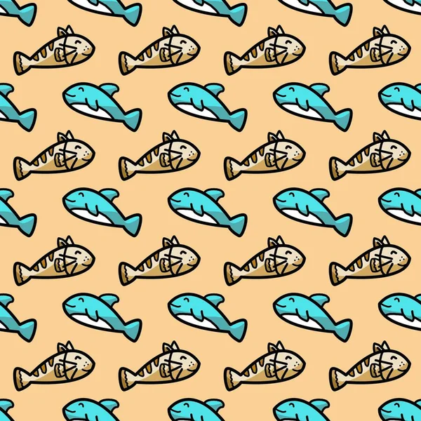 cute fish seamless pattern illustration background