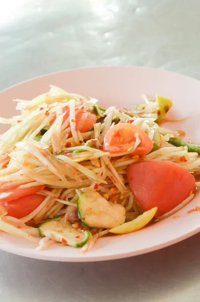Ensalada Papaya Picante Tailandia Comida Saludable — Foto de Stock