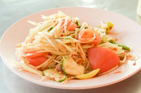 Ensalada Papaya Picante Tailandia Comida Saludable —  Fotos de Stock
