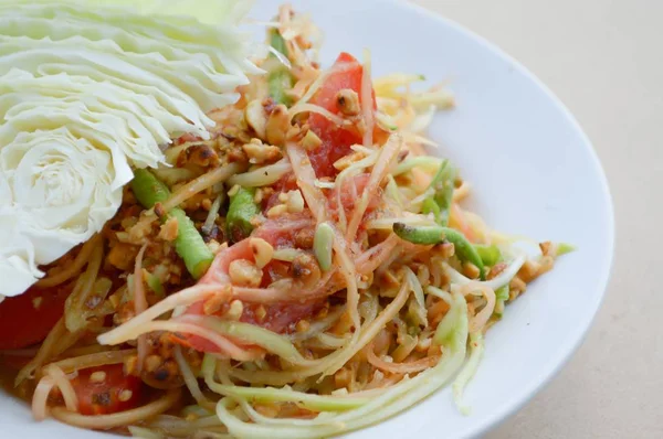 Ensalada Papaya Picante Tailandia Comida Saludable — Foto de Stock