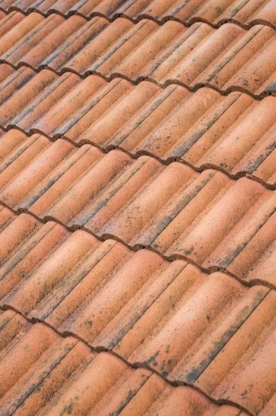 Close Brown Clay Roof Tiles — Stock Photo, Image