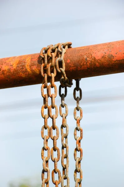 Old Chain Iron Pole — Stock Photo, Image