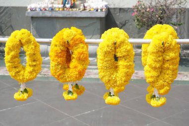 Sarı kadife çiçeği çiçek çelenk kadar kapatın