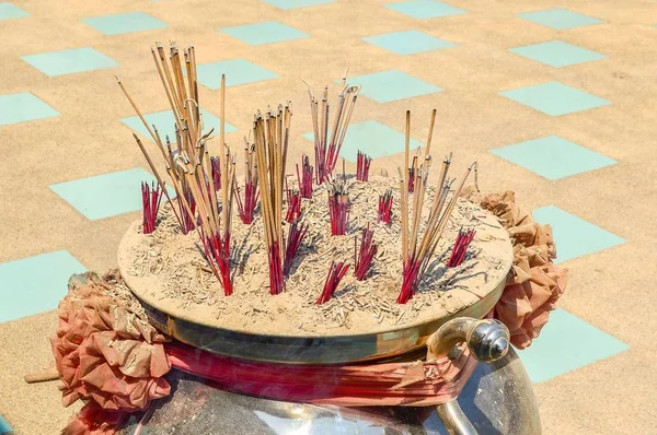 Close Incense Pot Public Temple Thailand — Stock Photo, Image