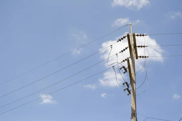 Närbild Elektrisk Pylon Landet Thailand — Stockfoto