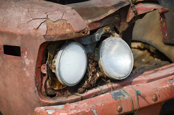 Cerrar Viejo Coche Faro — Foto de Stock