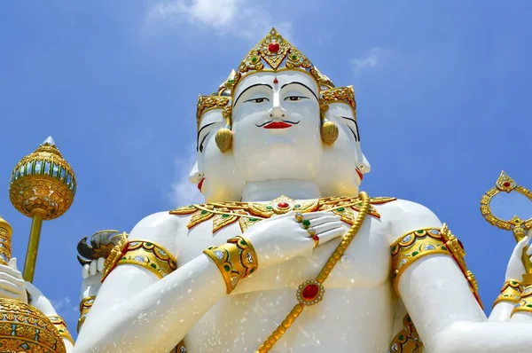 Mooi Groot Wit Standbeeld Van Brahma Wat Saman Rattanaram — Stockfoto
