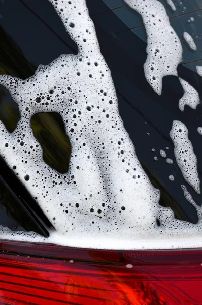 Myjnia Samochodowa Płynącą Wodą Pianką — Zdjęcie stockowe