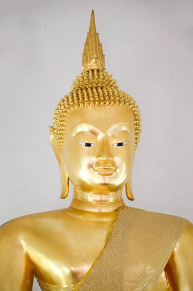 Närbild Guld Buddha Staty Public Temple Thailand — Stockfoto