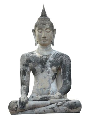 beyaz arka plan üzerinde eski buda heykeli