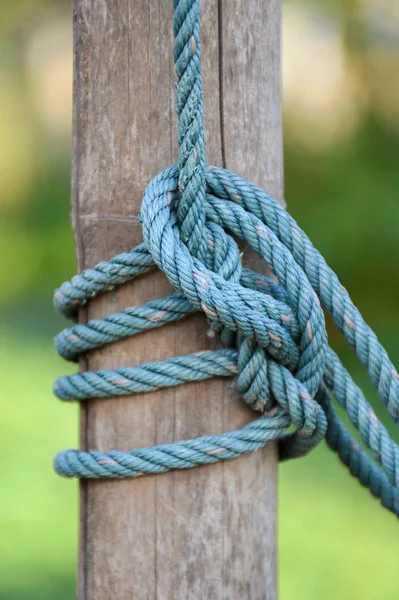 Close Rope Wooden Pole — Stock Photo, Image