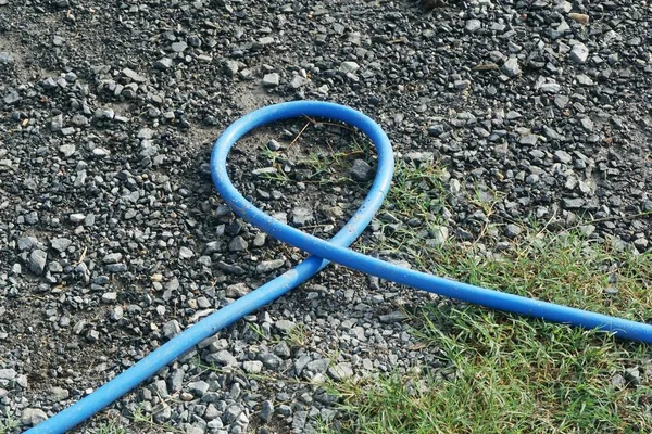 Blue Rubber Band Stone Floor — Stock Photo, Image