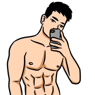 beyaz arkaplanda seksi bir adam